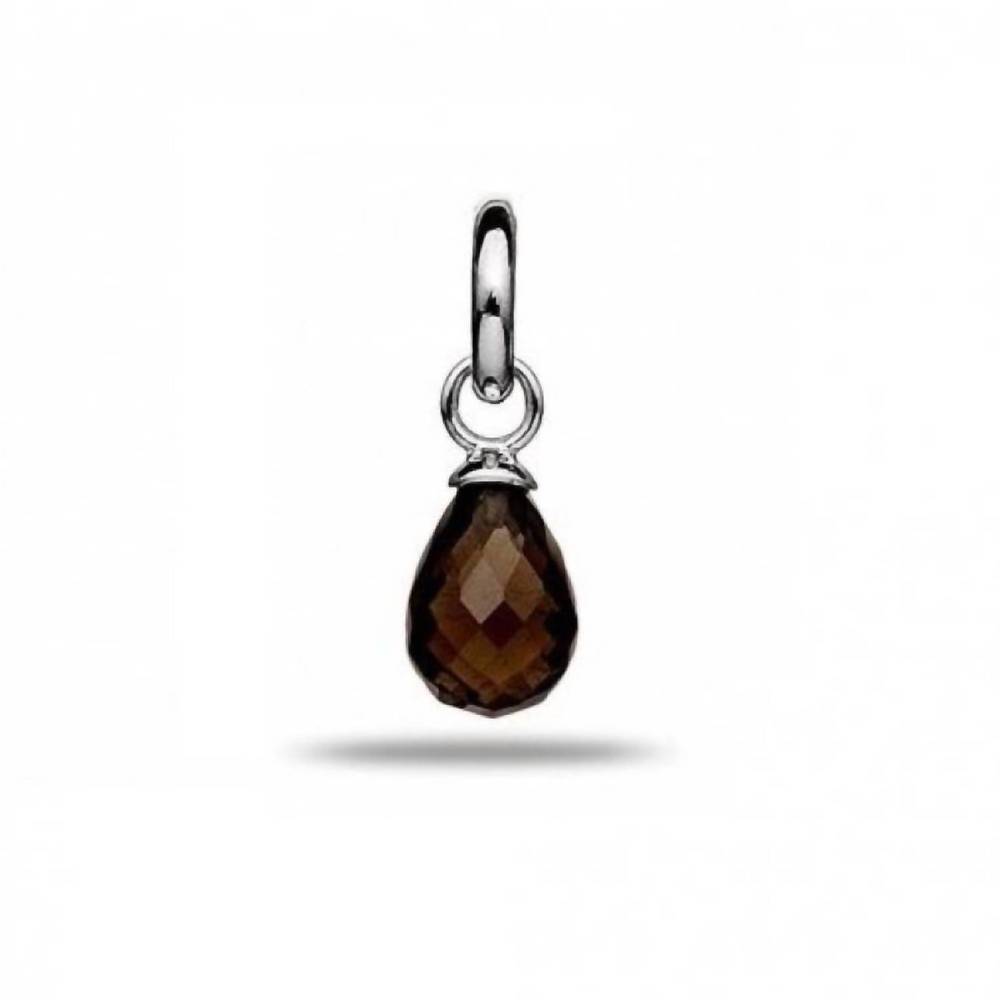 NEW STORY JEWELLERY women's smoky quartz drop charm in silver